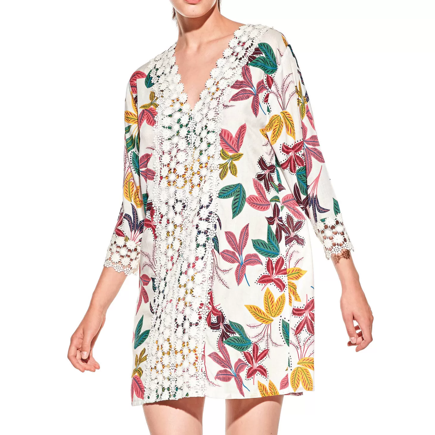 Verdissima Caftan Manches 3/4-Femme Tunique De Plage & Paréo