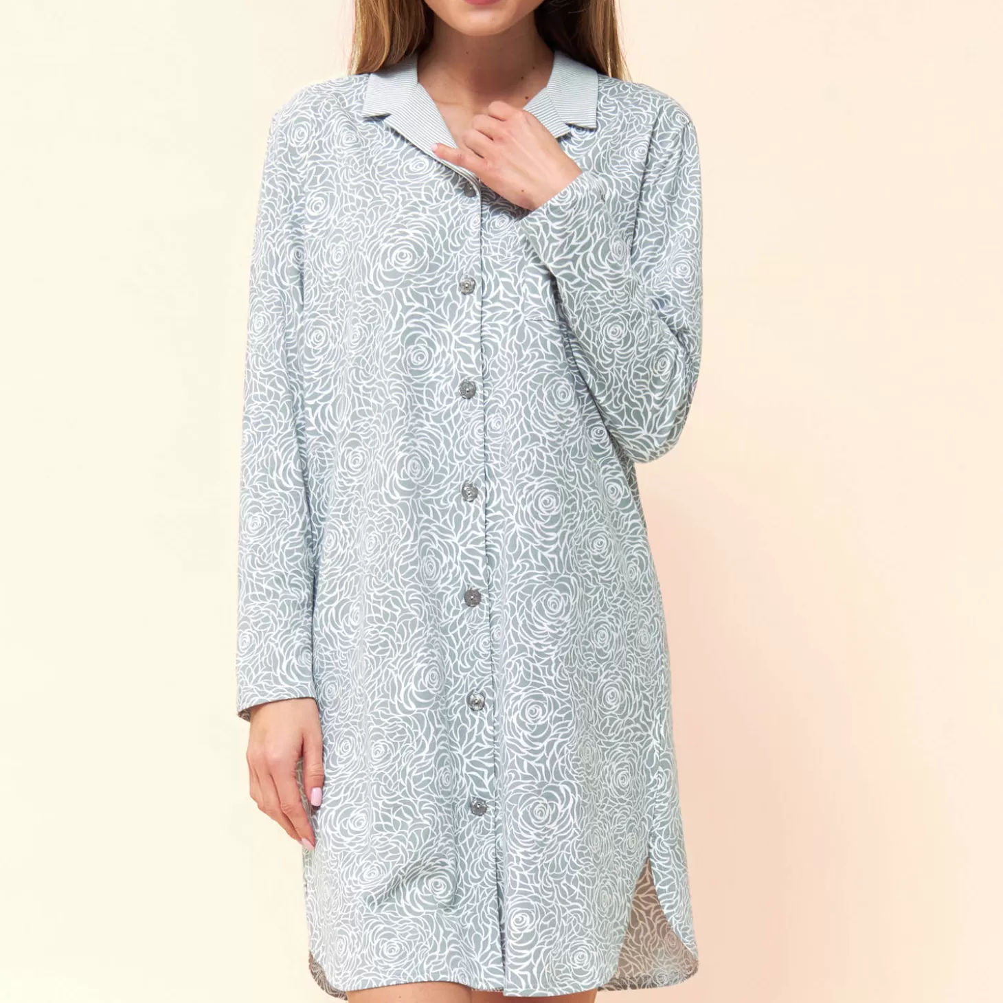 Féraud Chemise De Nuit Boutonnee En Coton-Femme Chemise De Nuit