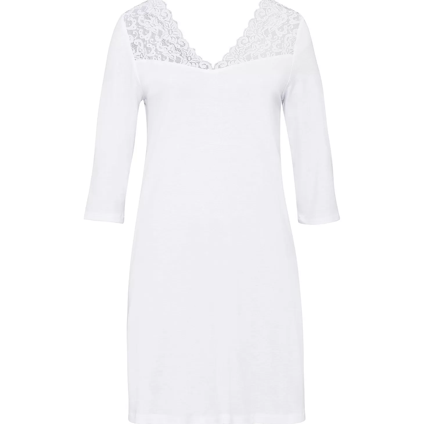 Hanro Chemise De Nuit Manches 3/4 En Coton-Femme Chemise De Nuit