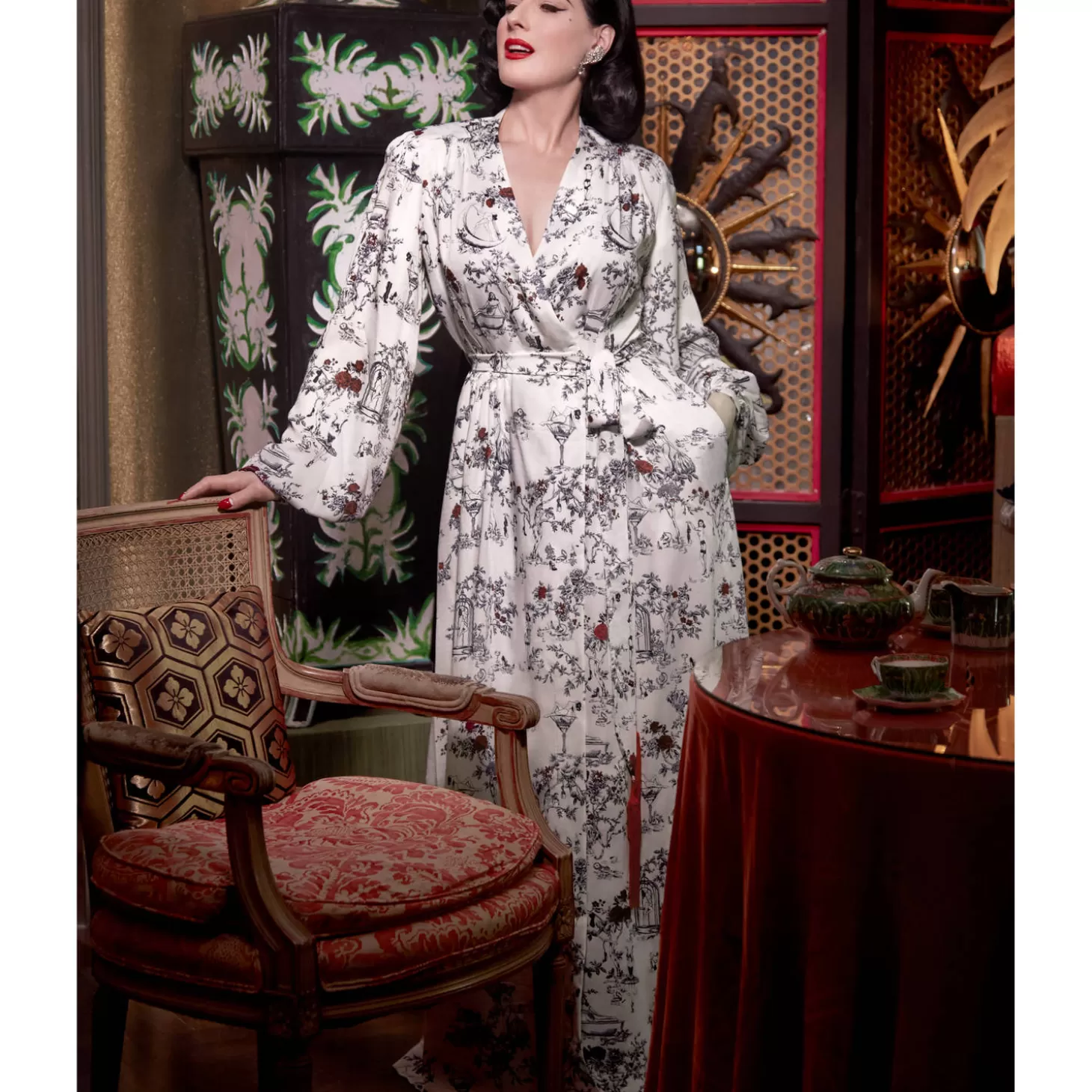 Dita Von Teese Déshabillé En Satin-Femme Déshabillé Et Kimono