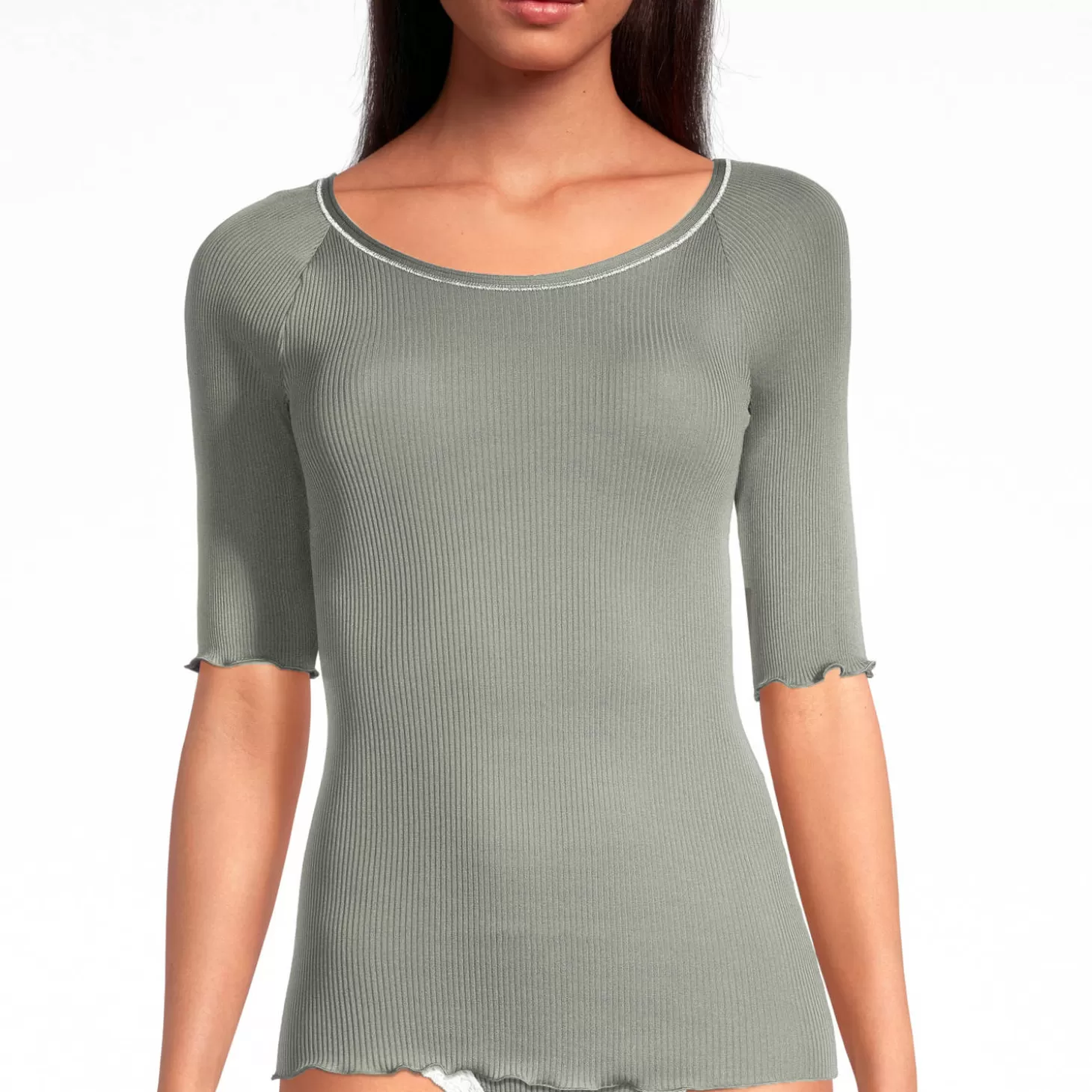 Oscalito Top Manches 3/4 Fil Lurex En Coton Fil D'Ecosse-Femme Caraco Et Top