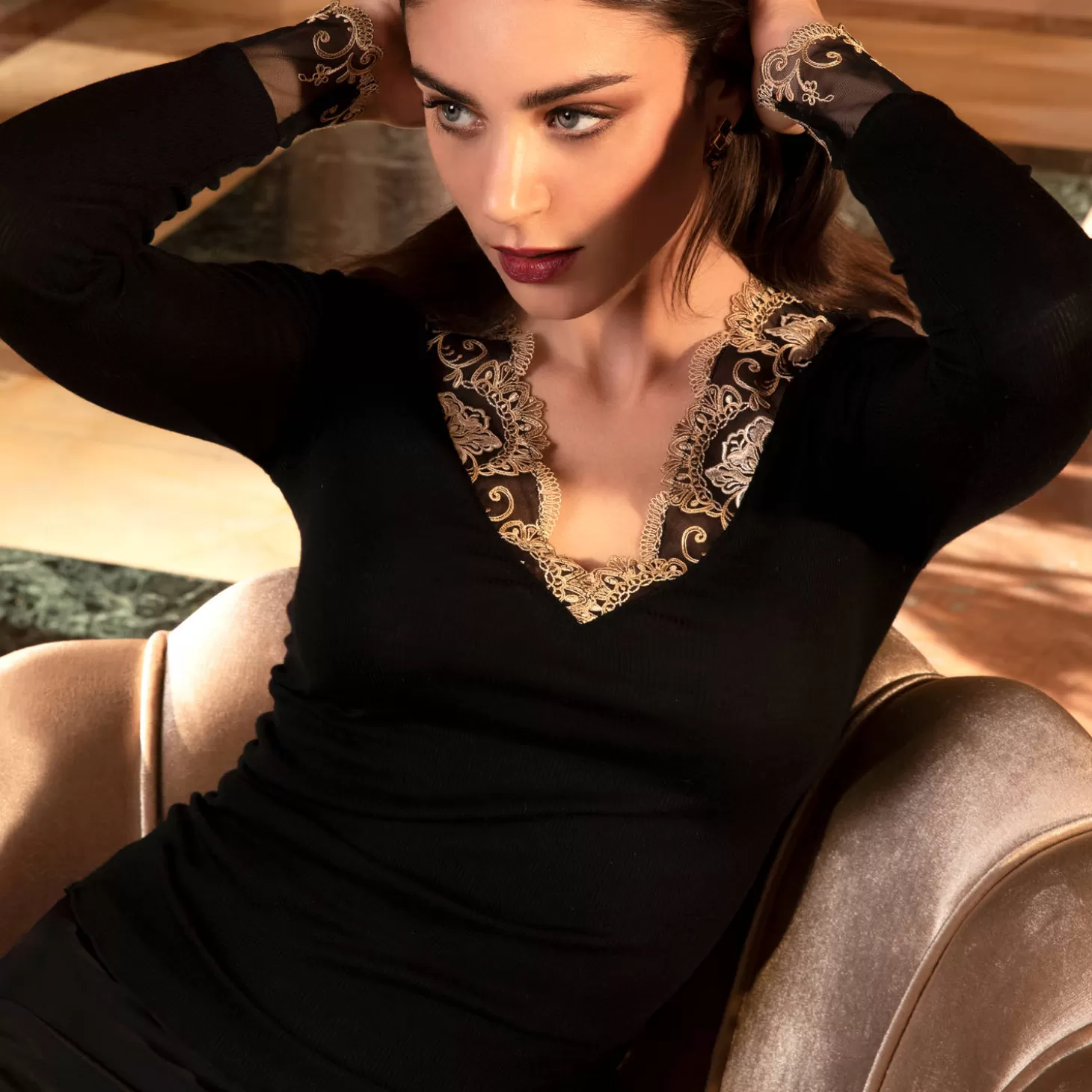 Lise Charmel Top Manches Longues En Laine Et Soie-Femme Caraco Et Top